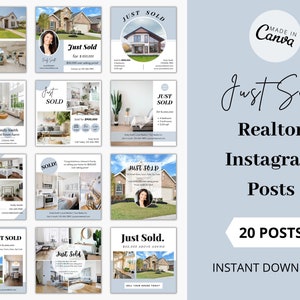 20 Just Sold Realtor Instagram Posts, Real Estate Instagram Posts, Just Sold Social Media Posts, Real Estate Social Media Marketing