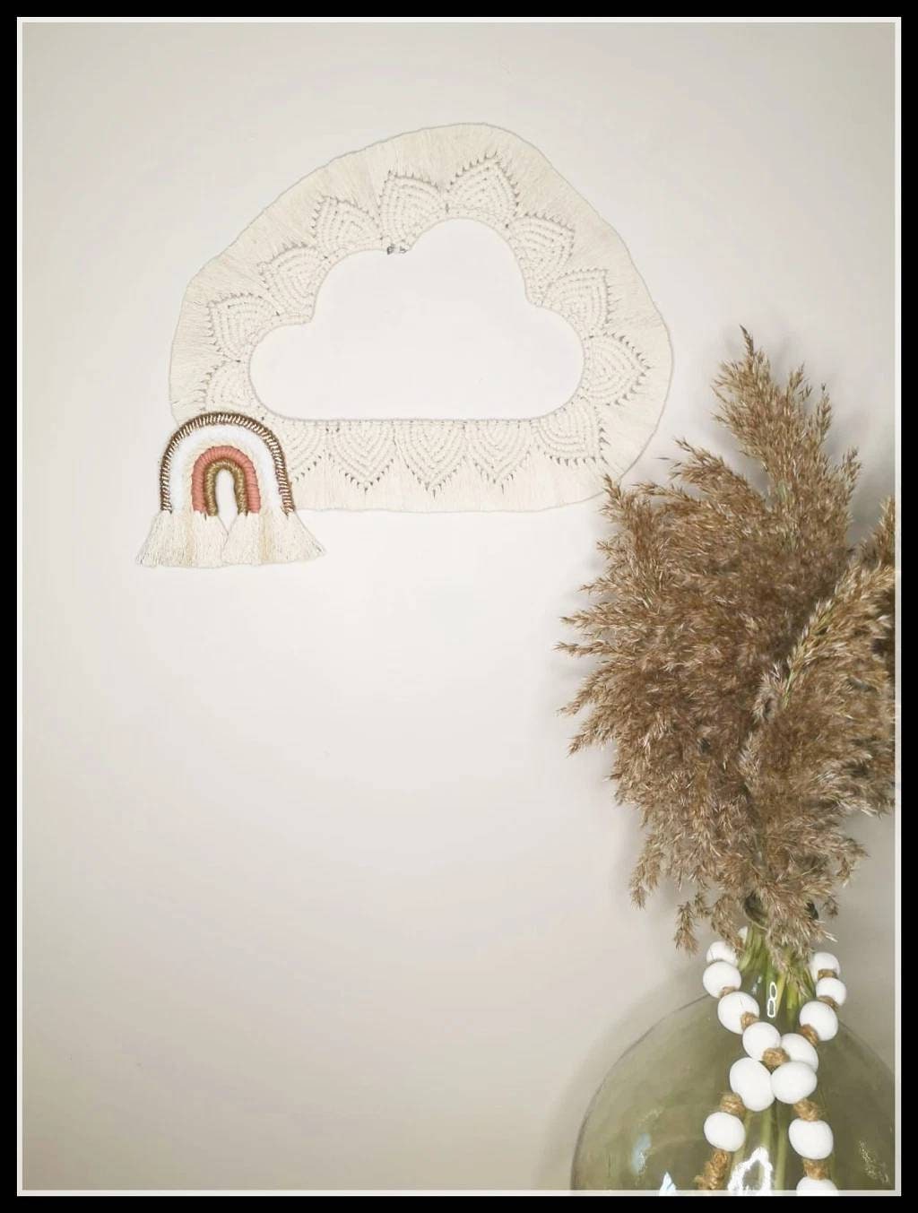 Décor Mural, Nuage Macramé Attaché Mural Nuage Arc en Ciel Ely