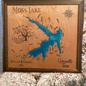 Wood Lake Map, Moss Lake Texas, Any Lake, Lake House Decor, Wall Art, Personalized Gift, Cabin Decor, Customizable, Lake Signs, Map