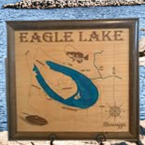 Wood Lake Map, Eagle Lake Mississippi, Any Lake, Lake House Decor, Wall Art, Personalized Gift, Cabin Decor, Customizable, Lake Signs, Map