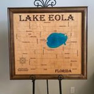 Wood Lake Map, Lake Eola Florida, Any Lake, Lake House Decor, Wall Art, Personalized Gift, Cabin Decor, Customizable, Lake Signs, Map,