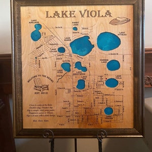 Wood Lake Map, Lake Viola Florida, Any Lake, Lake House Decor, Wall Art, Personalized Gift, Cabin Decor, Customizable, Lake Signs, Map,