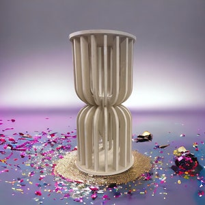 Pedestal Table, Hour glass straight sides - Floral Display Table, Wood Plinth Table, Photo Arch Backdrop Prop