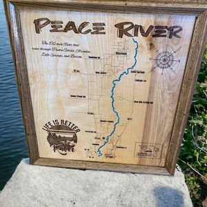 Wood Lake Map, Peace River Florida , Any Lake, Lake House Decor, Wall Art, Personalized Gift, Cabin Decor, Customizable, Lake Sign