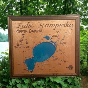 Wood Lake Map, Lake Kampeska South Dakota, Any Lake, House Decor, Wall Art, Personalized Gift, Cabin Decor, Customizable, Lake Signs, Map