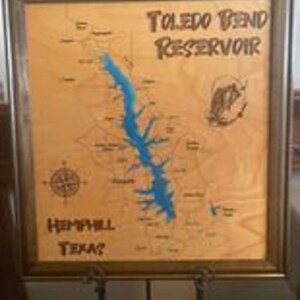 Wood Lake Map, Toledo Bend Reservoir Texas, Any Lake, Lake House Decor Wall Art, Personalized Gift, Cabin Decor, Customizable Lake Signs Map