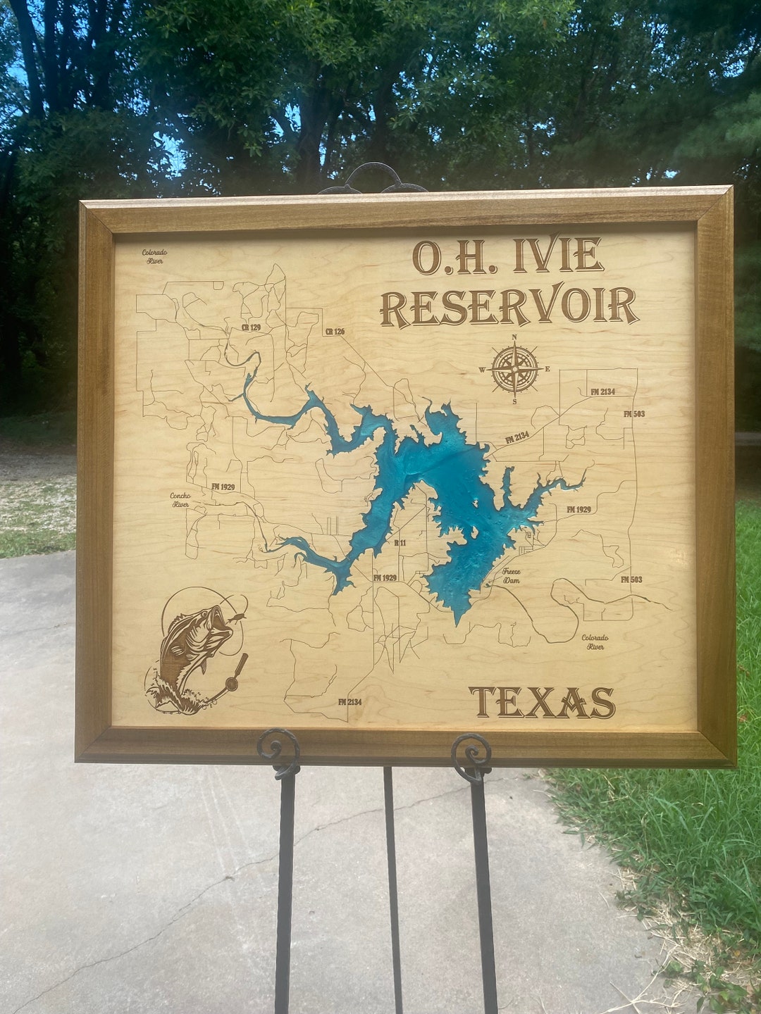 Wood Lake Map, O.H. Ivie Reservoir Texas, Any Lake, House Decor, Wall