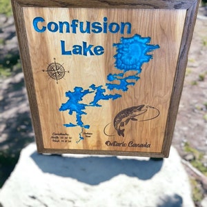 Wood Lake Map, Confusion Lake Canada, Any Lake, Lake House Decor, Wall Art, Personalized Gift, Cabin Decor, Customizable, Lake Signs, Maps