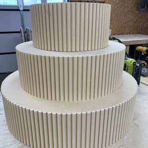 3 tier cake stand round , treat stand,  texture, - Floral Display Table, Wood Plinth Table, Photo Arch Backdrop Prop, ripple pedestal