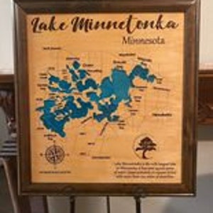 Wood Lake Map, Lake Minnetonka Minnesota, Any Lake, Lake House Decor, Wall Art, Personalized Gift, Cabin Decor, Customizable, Lake Signs Map