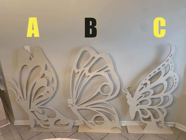 Butterfly side profile wood cutout prop, event backdrop 2ft, 3ft, 4ft image 1
