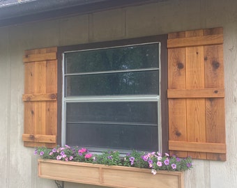 Rustic cedar exterior shutters, Set of 2,  board and batten, farmhouse, country, wood shutters