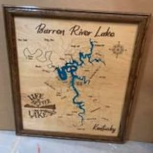 Wood Lake Map, Barren River Lake, Any Lake, Lake House Decor, Wall Art, Personalized Gift, Cabin Decor, Customizable, Lake Signs, Framed Map
