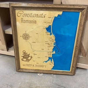 Wood Lake Map, Constanata Romania, Any Lake, Lake House Decor, Wall Art, Personalized Gift, Cabin Decor, Customizable, Lake Signs, Map,