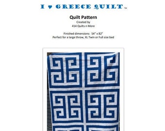 PDF Pattern - I Love Greece Quilt - PDF Download