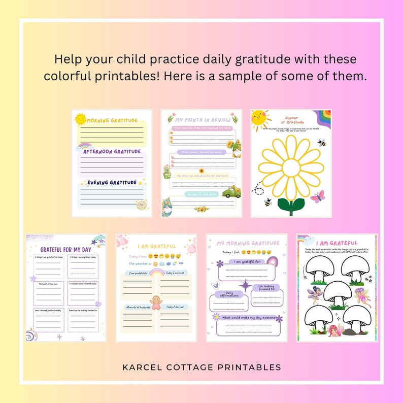 Gratitude Printable for Girls 5-9 Years Kids Activity - Etsy