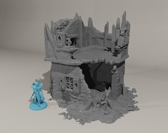 Casa en ruinas de Briarwood Village 1 - Terreno impreso en 3D para juegos de rol de mesa de fantasía y juegos de guerra