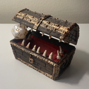 Mimic Chest Dice Jail | Mimic Dice Prison | Tabletop Dice Accessory | DnD Dice Vault |  DnD Gift | Fates End Dice Jail | Hand-Painted Item