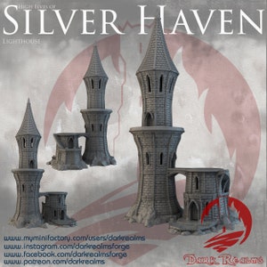 Silver Haven - Elven Lighthouse with Dock || Dark Realms | High Elf Coastal City | D&D | Aretuza Tower | Mordheim | AoS | MESBG | Eldar