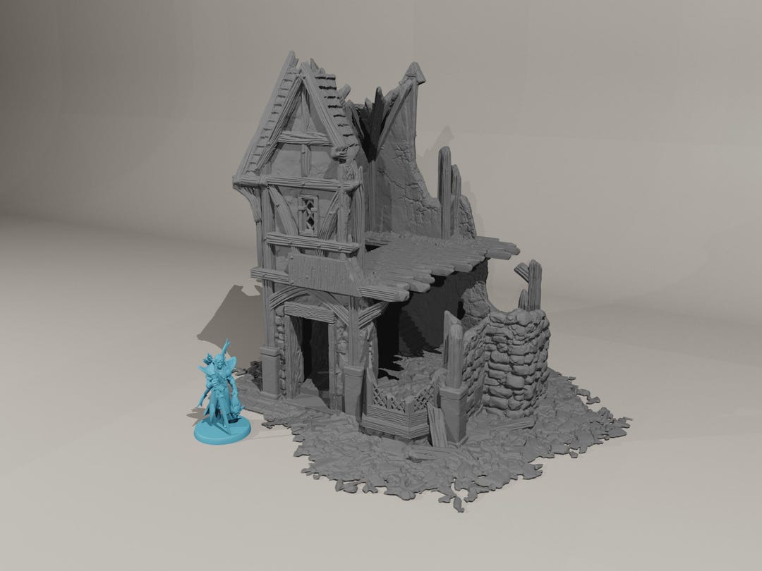 Rpg Storefront Briarwood Village Ruined Shop 4 - Collapsed Storefront Terrain for ...
