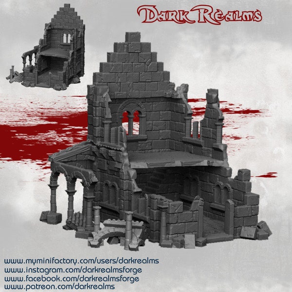 Arkenfel - House 2 Ruins, 28mm 32mm // Dark Realms // Dungeons & Dragons // Wargaming Terrain // DnD // Frostgrave // Mordheim // AoS