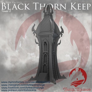 Black Thorn Keep - Dark Elf Tower 2 || Dark Realms | Drow Tower | Skirmish Wargaming Terrain | DnD | Frostgrave | Dark Craftworld Terrain