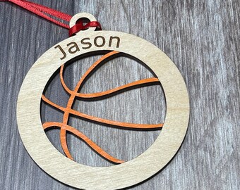 Personalized Basketball Christmas Ornament,  Basketball, Basketball Coach, Custom ornament, Holiday gift, School sports, Christmas Tree