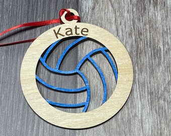 Volleyball Personalized Christmas Ornament,  Volleyball, Volleyball Coach, Custom ornament, Holiday gift, School sports, Christmas Tree