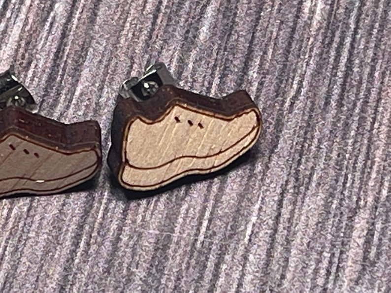 Track and Field Stud Earrings, Laser Cut, Wood, Team, Coach, Shoe Etsy