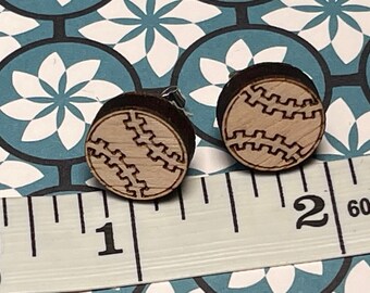 Baseball | Softball Stud Earrings --  Wood