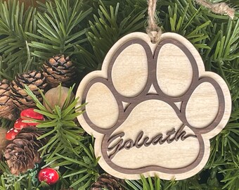 Pet Paw Custom Engraved Christmas Ornament