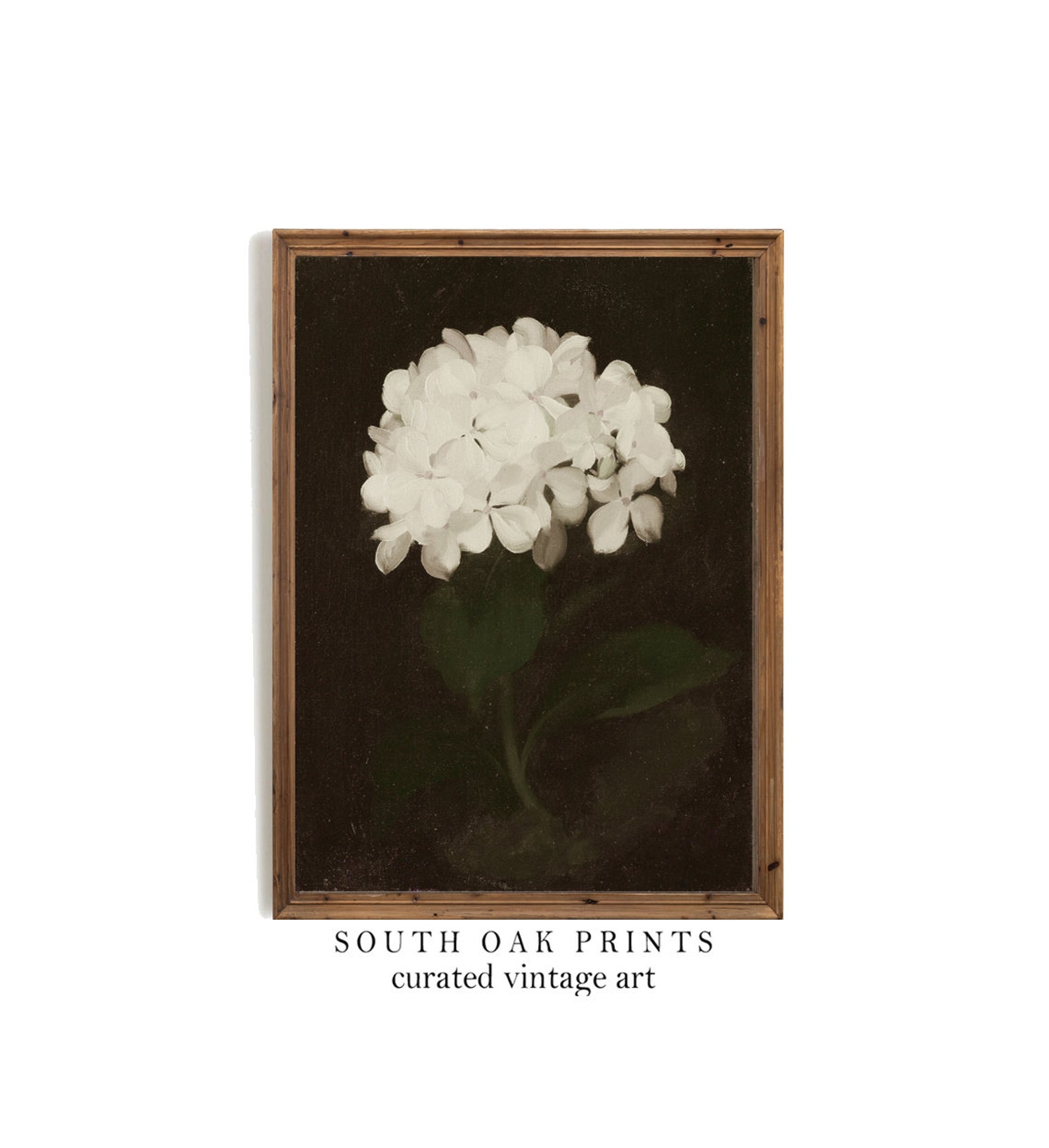 Hydrangea Painting | Dark Moody Vintage White Flower Print | PRINTABLE ...