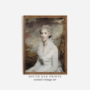 Vintage Portrait Painting DIGITAL File Print | DOWNLOAD | Antique Victorian Woman in White Beautiful Dress Home Decor| PRINTABLE | HER1