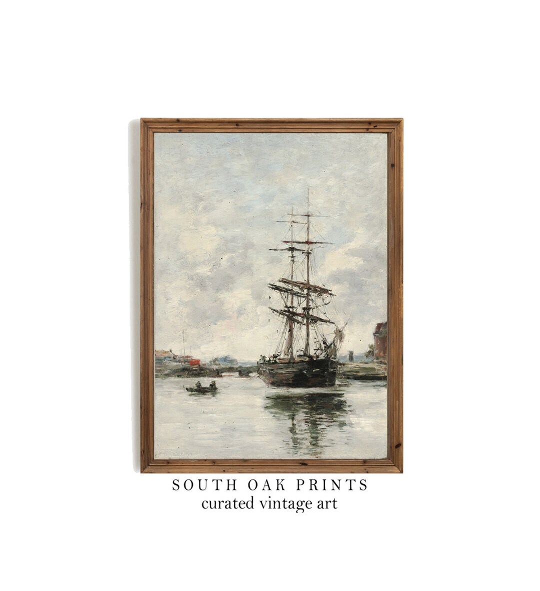Vintage Ship Print | Antique Nautical Wall Art Painting | Neutral ...