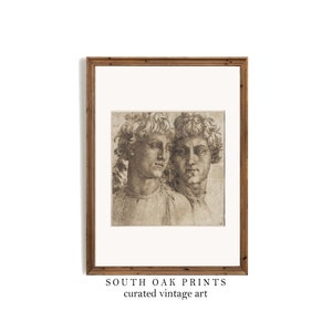 Roman Statue Portrait Sketch Drawing | PRINTABLE | Neutral Classic Vintage Antique Wall Art | SKT10