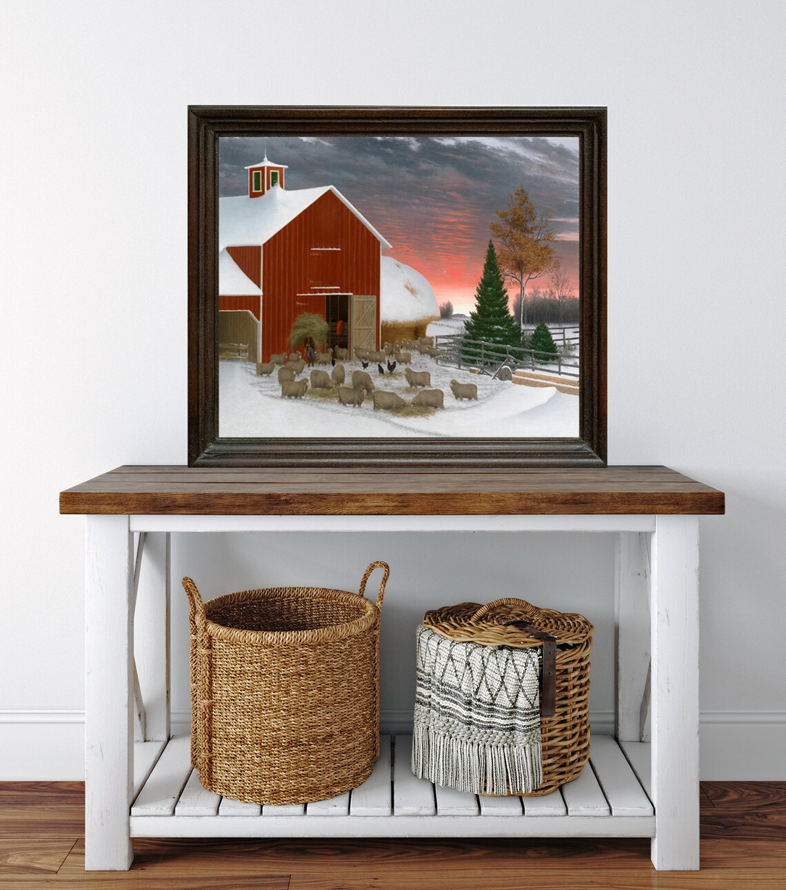 Vintage Red Barn Oil Painting PRINT DIGITAL DOWNLOAD Etsy