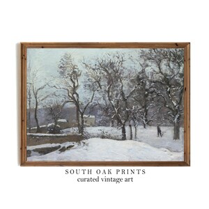 Vintage Winter Landscape Painting | Snow Trees Holiday Countryside Print | PRINTABLE Christmas Wall Art Decor |  | WIN11