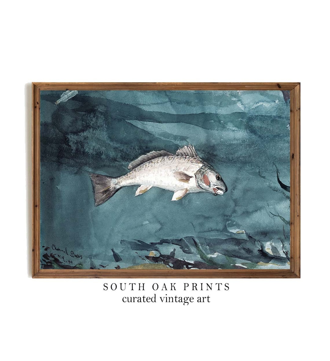 Fish in the Ocean Painting Print Wall Art Blue Aqua Sea Kitchen Dining ...