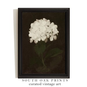 Hydrangea Painting | Dark Moody Vintage White Flower Print | PRINTABLE ...