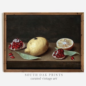 Citron Grenade Mouche TÉLÉCHARGEMENT NUMÉRIQUE Fichier imprimable vintage Cuisine Salle à manger Art mural Peinture Antique Fruit Nature Morte Décoration intérieure JVH1