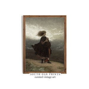 ヴィンテージの本を持つ少女の油絵プリント | デジタルダウンロード | アンティークウォールアート | 印刷可能 | PTP1