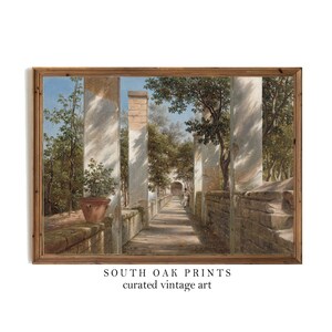 Summer Orange Rose Garden Painting | Vintage Landscape  | PRINTABLE FILE DOWNLOAD | Home Wall Art Decor | LND22