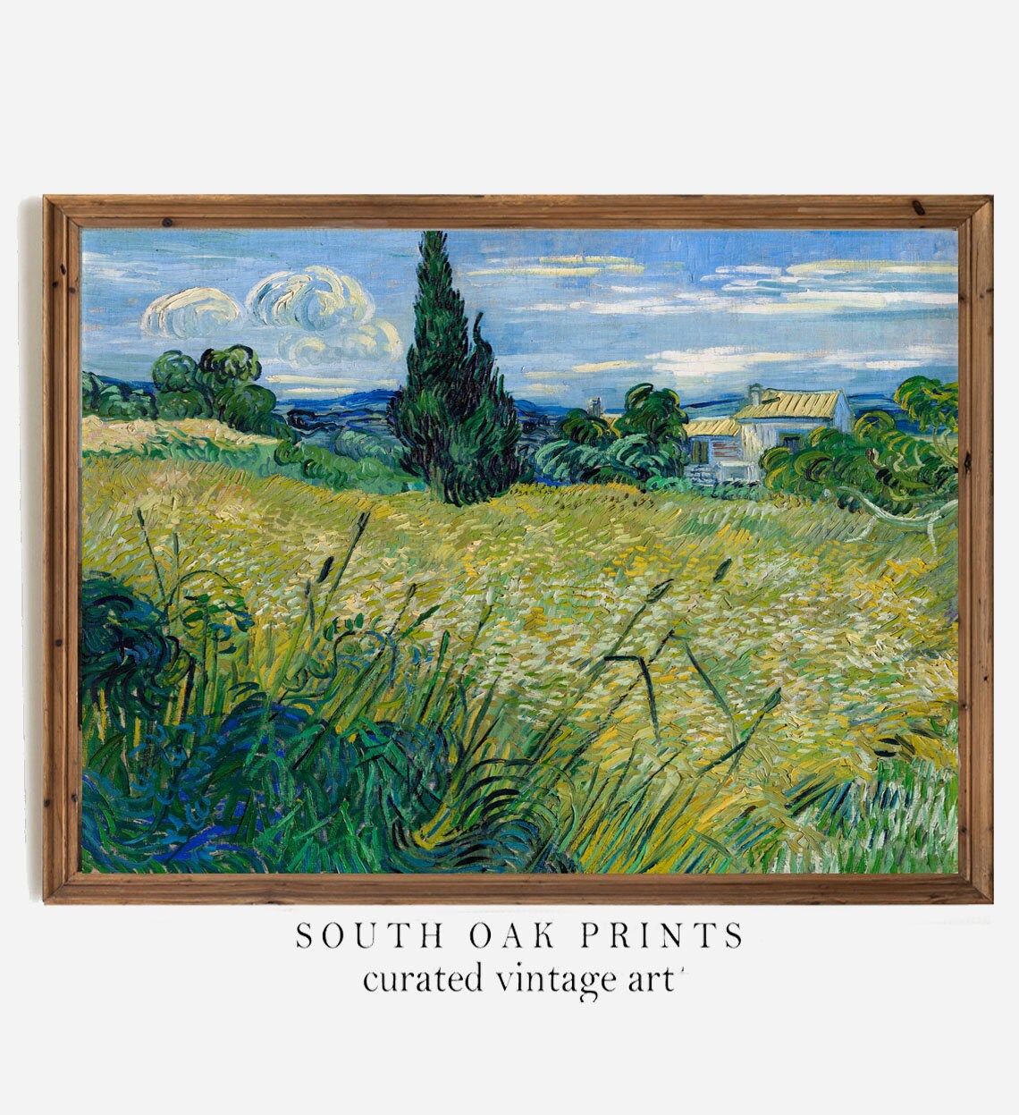 Van Gogh Green Wheat Field with Cypress Wall Art PRINTABLE Digital FILE Download Landscape Farmhouse Cottage Country Nature Home Decor VVG25