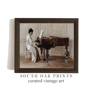 Vintage Woman Playing Piano Portrait Oil Painting | DIGITAL DOWNLOAD ...