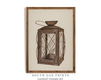 Vintage Lantern Painting | PRINT DIGITAL DOWNLOAD | Rustic Antique Farmhouse Decor | FMH10