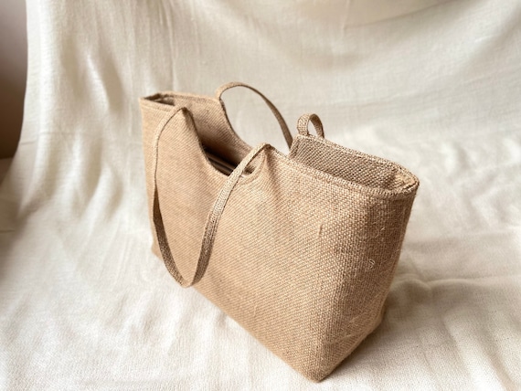 Handmade Jute Shoulder Bag With Zip Market Bag Tote Bag Raw Boho Minimalist  Natural Fabric - Etsy