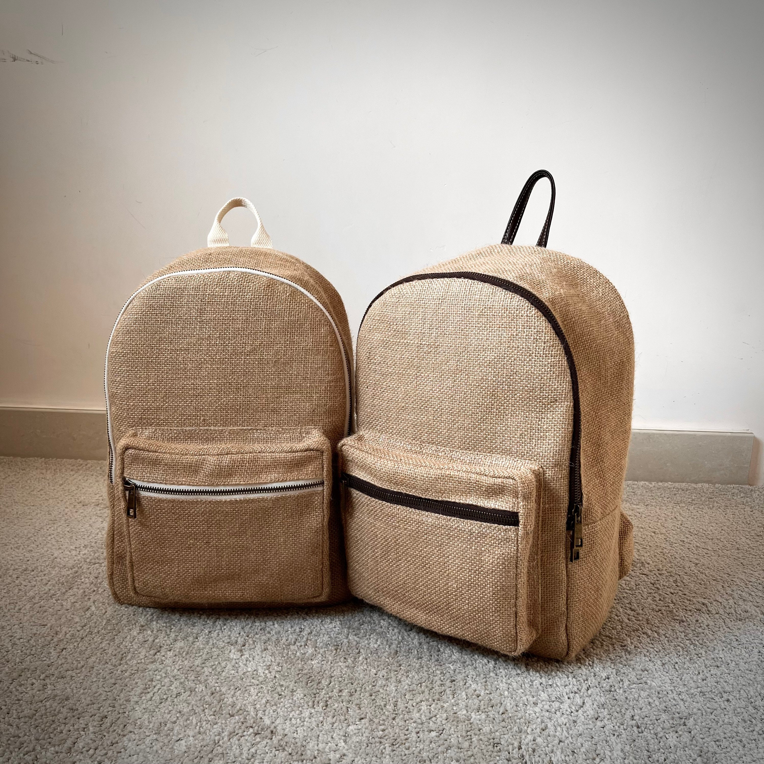 Jute top backpack bags