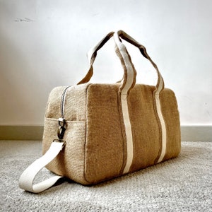 Handgemachte Jute Duffel Bag Reisen Wochenende Unisex Natürliche Minimalist