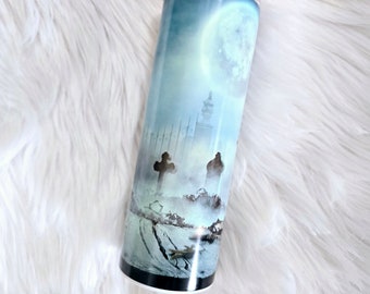 Quick Shipping | Glow In The Dark Halloween | Tumbler | Graveyard | Creepy | Moon