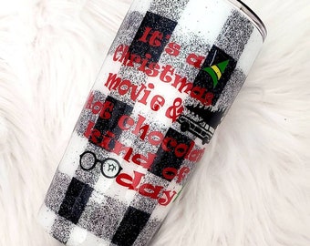 Glitter Plaid Christmas Tumbler